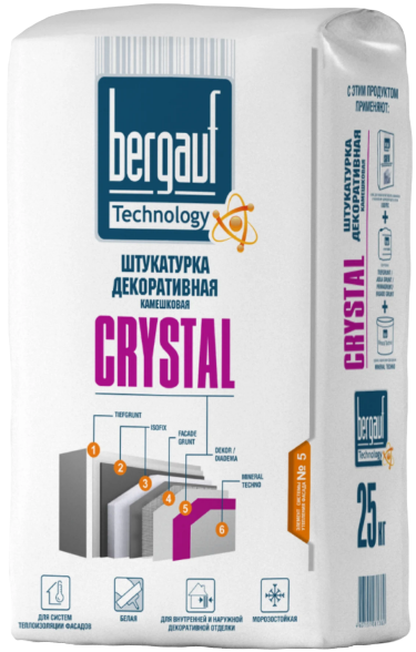 Bergauf Crystal Штукатурка декоративная камешковая 2.0 мм ЗИМА, 25 кг/56 под