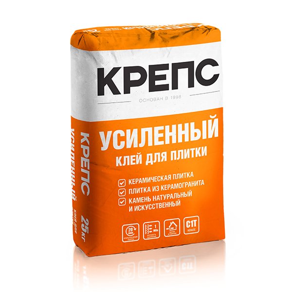 Клей для плитки усиленный Крепс, 25 кг