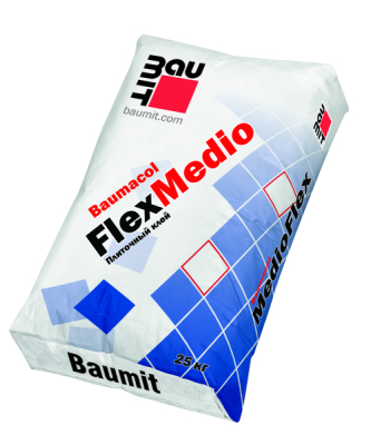 Клей плиточный толстослойный эластичный Baumit Baumacol FlexMedio С2, 25 кг