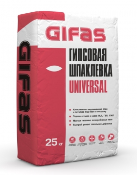 GIFAS Шпатлевка гипсовая белая UNIVERSAL, 49 шт/25 кг