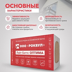 Rockwool Лайт Баттс Оптима (1000*600*100) 5п/3м2/0,3м3/20пач.под